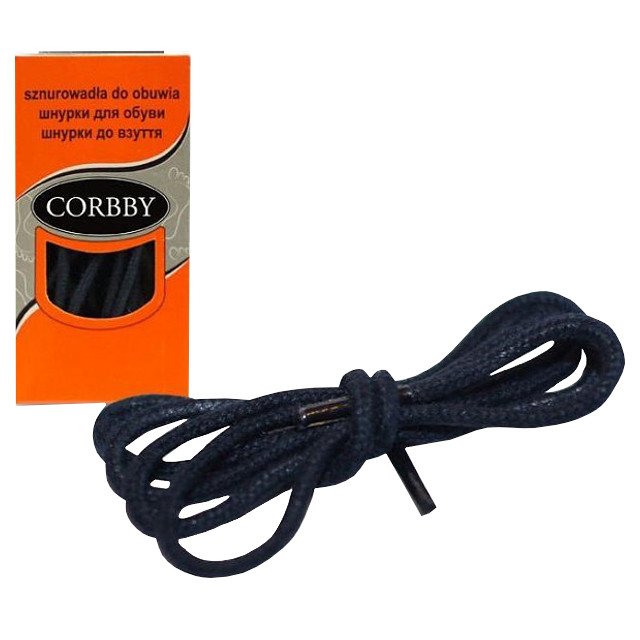 шнурки CORBBY 75 см хлопок круглые тонкие с пропиткой черные